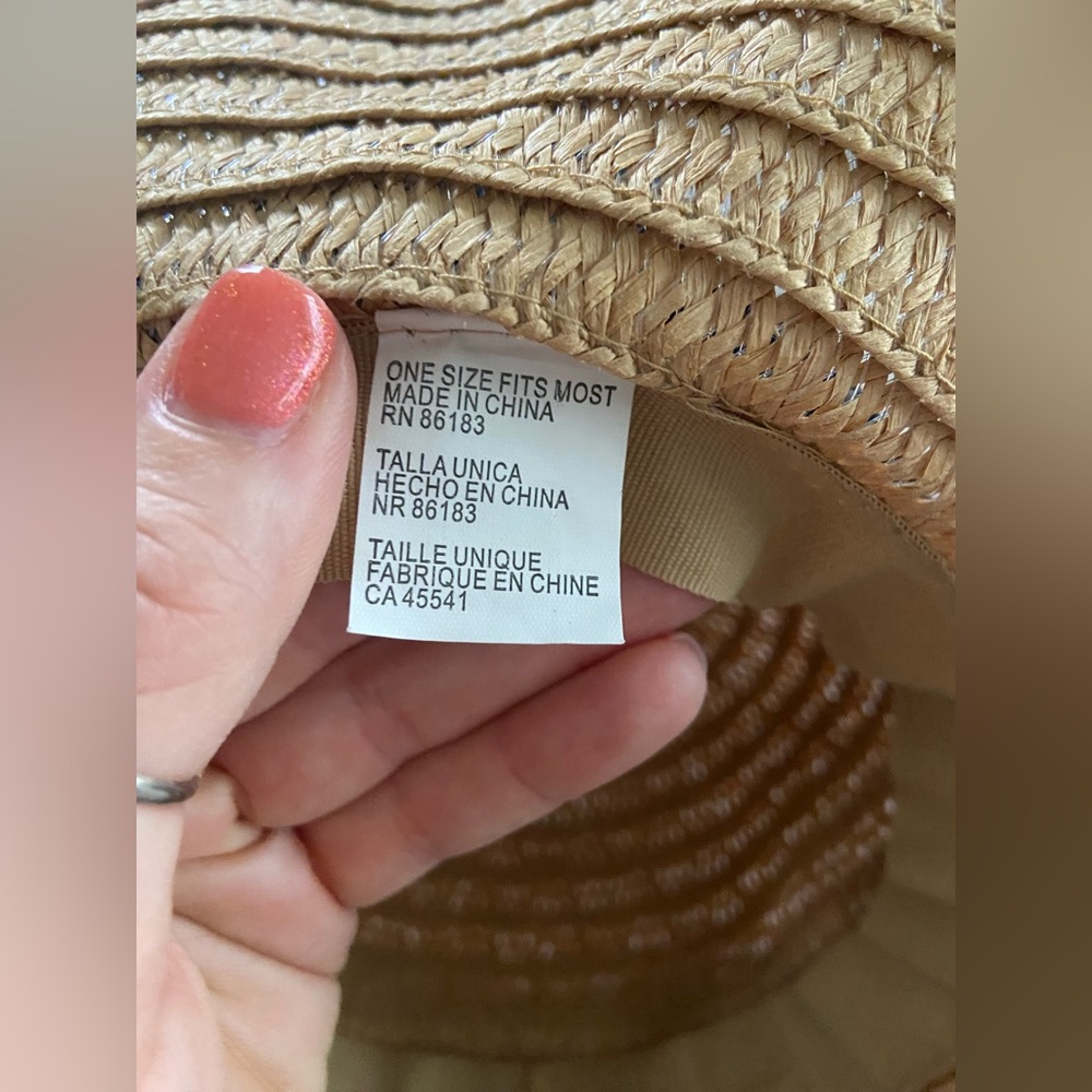 Women’s summer straw hat with navy polka dot ribbon - Picture 2 of 5